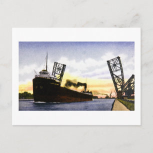 Carte Postale Un cargo Vide Passant Le Pont Bascule, Serrure Soo