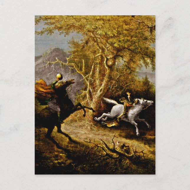 Carte Postale Un cavalier sans tête poursuivant la grue Ichabod (Devant)