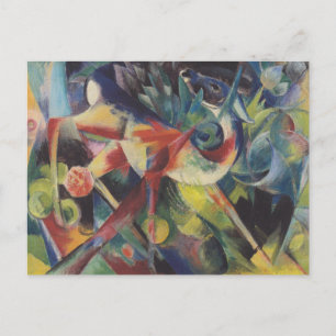 Carte Postale Un cerf dans un jardin fleuri par Franz Marc, Art 