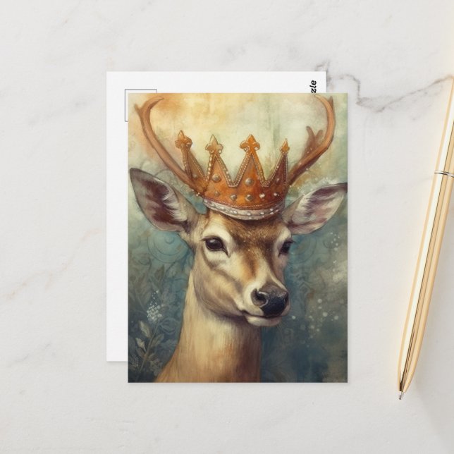 Carte Postale Un cerf royal (Devant/Arrière en situation)