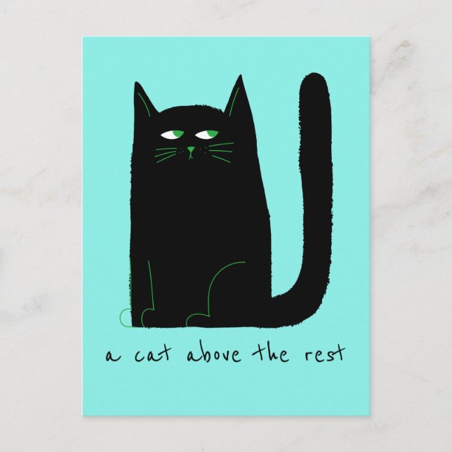 Carte Postale Un chat au-dessus du reste mignon Humour chat noir (Devant)