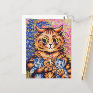 Carte Postale Un chat avec ses chatons par Louis Wain