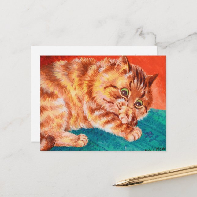 Carte Postale Un chaton Cheeky par Louis Wain (Devant/Arrière en situation)