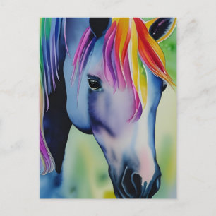 Carte Postale Un cheval aux couleurs amusantes