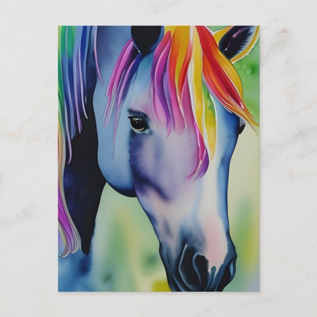 Carte Postale Un cheval aux couleurs amusantes (Devant)