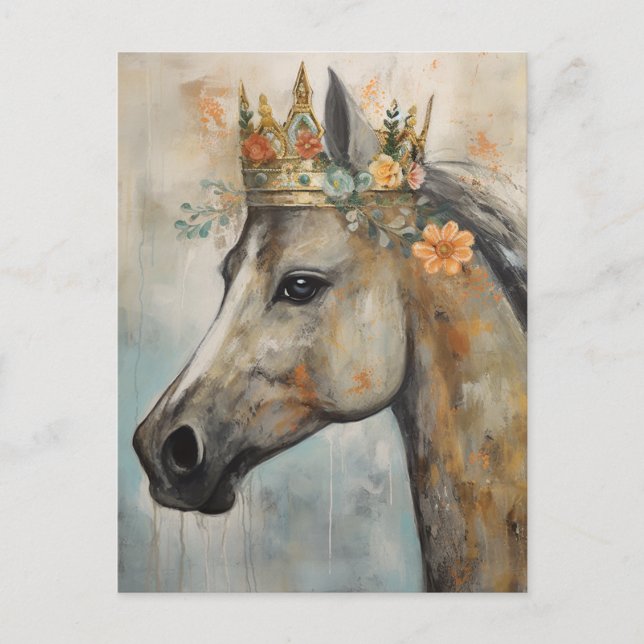 Carte Postale Un cheval avec une couronne florale (Devant)