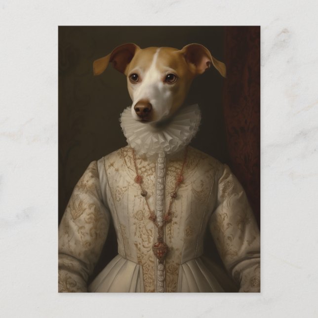 Carte Postale Un chien en robe renaissance (Devant)