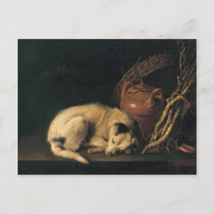 Carte Postale Un chien qui dort avec un pot en terre cuite par G