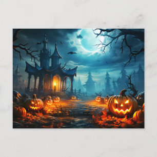 Carte Postale Un Citrouille d'Halloween fariant