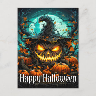 Carte Postale Un Citrouille d'Halloween méchant