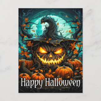 Carte Postale Un Citrouille d'Halloween méchant