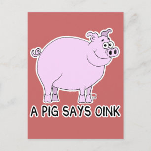 Carte Postale Un Cochon Dit Rose