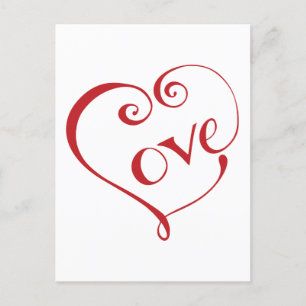 Carte Postale Un coeur fait d'amour en Carré rouge