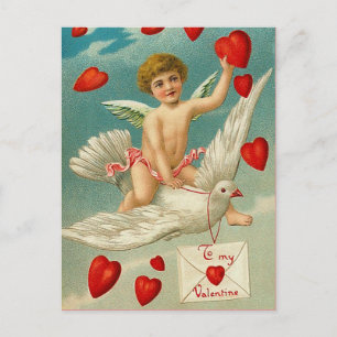 Carte Postale Un coeur mignon sur une colombe