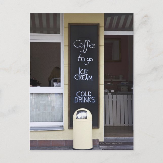 Carte Postale un coffee shop avec café pour aller signer (Devant)