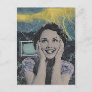 Carte Postale Un collage au style rétro électrisant d'une femme