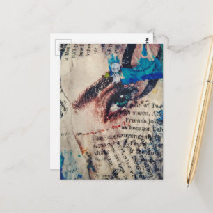 Carte Postale Un collage de médias mixtes abstraits avec un visa