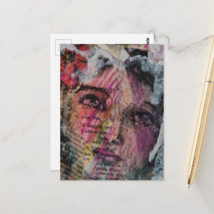 Carte Postale Un collage de médias mixtes au visage grunge
