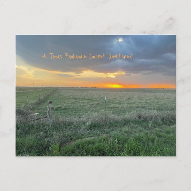 Carte Postale Un coucher de soleil Texas Panhandle non filtré (Devant)