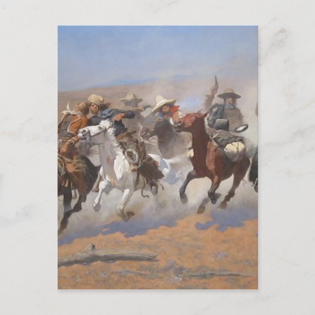 Carte Postale Un Dash pour le Bois par Frederic Remington (Devant)