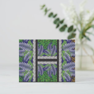 Carte Postale un design de motif vert et jaune