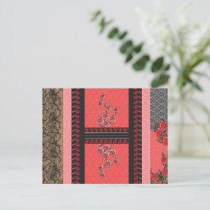 Carte Postale un design de papier peint rouge et noir
