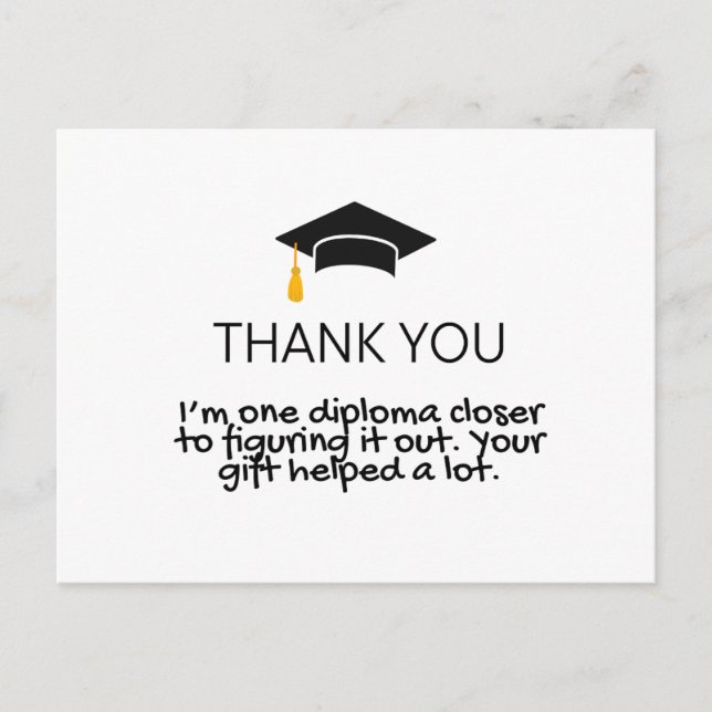 Carte Postale "Un diplôme de plus" Remerciement de fin d'études  (Devant)