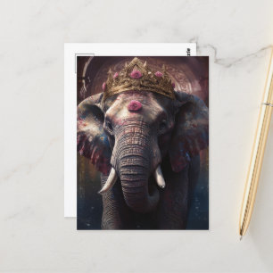 Carte Postale Un éléphant adorable dans une couronne