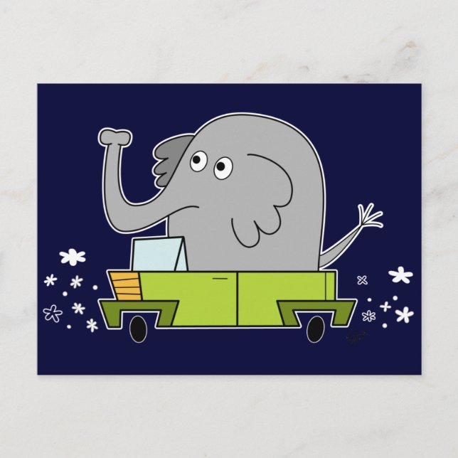 Carte Postale Un éléphant conduit une voiture - PostCard (Devant)
