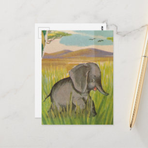 Carte Postale Un éléphant de bébé vintage mignon