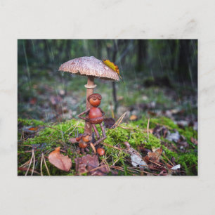 Carte Postale Un elfe de cacre se cache sous un champignon avec 