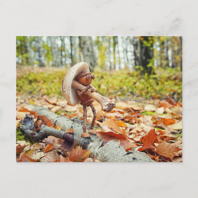 Carte Postale Un elfe de maïs avec un tabouret d'automne (Devant)