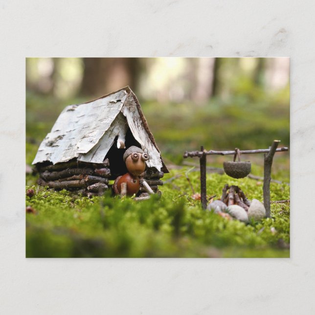 Carte Postale Un elfe de maïs dans la tente dans le camping (Devant)