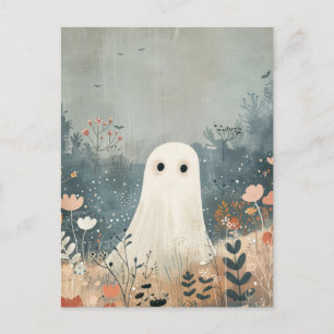 Carte Postale Un fantôme mignon dans l'Halloween des prés Meadow