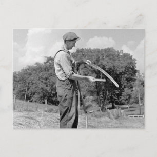 Carte Postale Un fermier affûte un cythe, années 1930