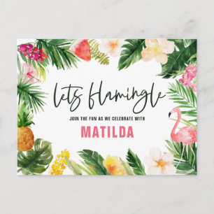 Carte Postale Un feuillage tropical lumineux laisse flamingle an