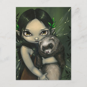 Carte postale "Un furet et sa fée"