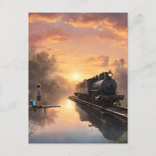 Carte Postale Un garçon pêche