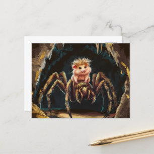 Carte Postale Un hamster drôle chevauchant une araignée géante à