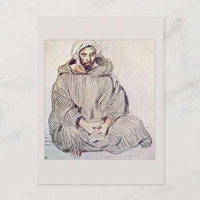 Carte Postale Un homme arabe assis à Tanger par Eugene Delacroix (Devant)