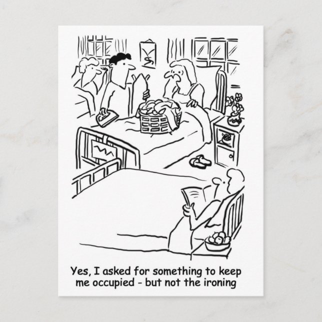 Carte Postale Un homme prend du repassage à l'hôpital (Devant)