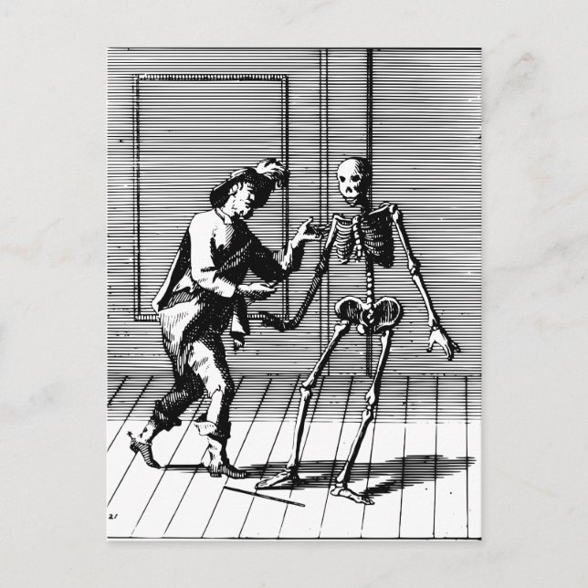 Carte Postale Un homme propose à un squelette (Devant)