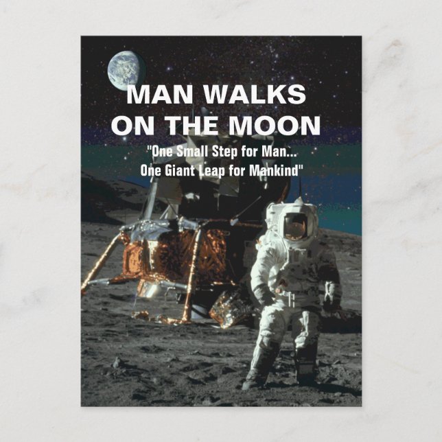 Carte Postale Un homme sur la lune Un bond géant pour l'humanité (Devant)