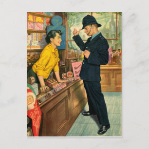 Carte Postale Un jeune policier flirte avec une jeune fille
