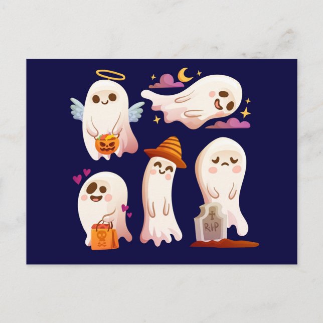 Carte Postale Un joli fantôme d'Halloween (Devant)