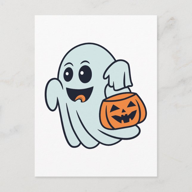 Carte Postale Un joli fantôme d'Halloween (Devant)