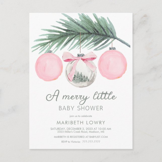 Carte Postale Un joli petit Baby shower | Douche de Noël (Devant)