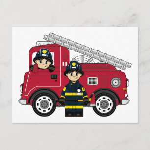 Carte Postale Un joli pompier de dessin
