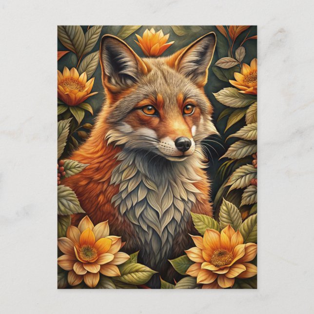 Carte Postale Un joli renard rouge de forêt (Devant)