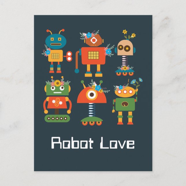 Carte Postale Un joli robot design pour enfants (Devant)